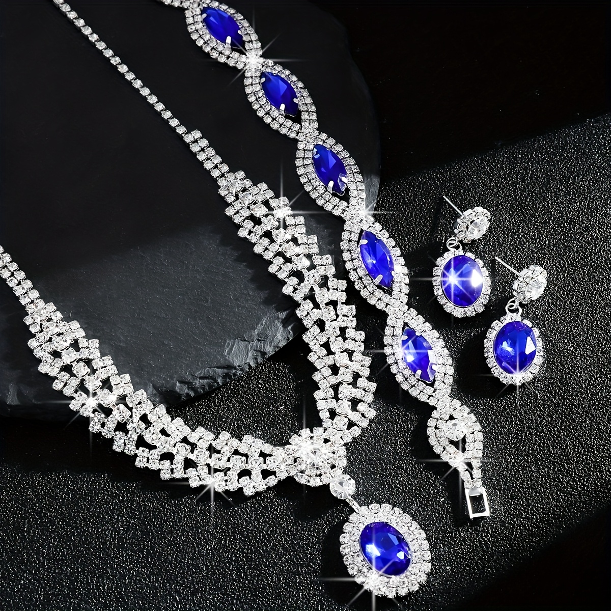 Bride Wedding Jewelry Set - Necklace, Bracelet, Earrings